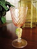 Beautiful MURANO glass gold infused goblet with applied decoration.