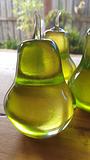Studio Art Glass Green Pear Sculpture Signed