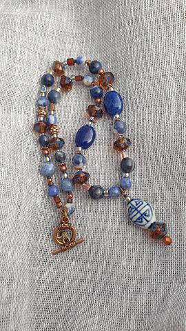 Calming Blue Sodalite and Czech Fire Polished Glass Necklace