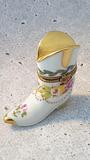 Limoges French Porcelain Hand Painted Boot Trinket Pot