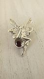 Enchanting Sterling Silver and Tourmaline Fairy Brooch