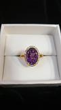 Stunning 9k Gold Amethyst and Diamond Cocktail Ring Size 10