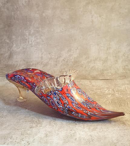 Murano Glass Millefiori Glass Shoe /Slipper