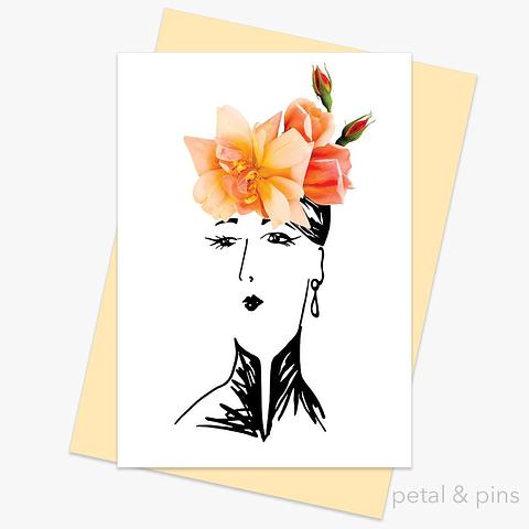 Perle d'or rose hat greeting card