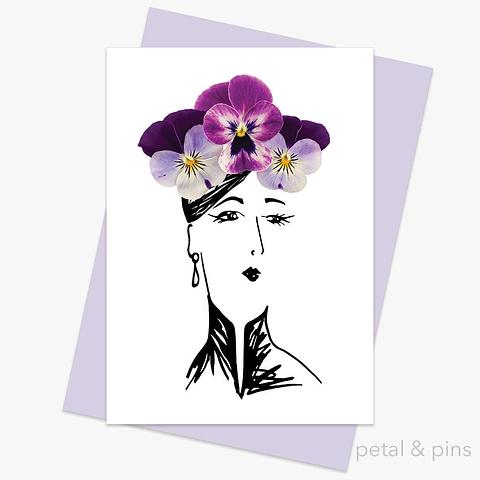 Pansy hat greeting card
