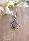 Powerful Charoite Pendant Set in Sterling Silver