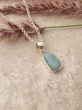 Sterling Silver and Aquamarine Pendant with Sorrento Chain