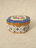 Vintage Octagonal Limoges France Porcelain Trinket Pot Hand Painted Excellent...
