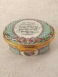 Vintage Halcyon Days Enamel Trinket Pot The Queen Mothers 80th Birthday
