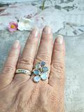 Sterling Silver Moonstone & Labradorite Ring One-of-a-kind Size 10 or T1/2