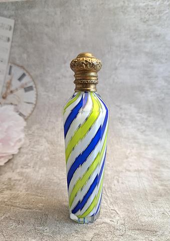 Antique Circa 1890-1910 French Cased Glass Perfume Bottle