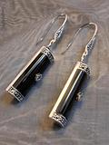 Glamorous Art Deco Style Sterling Silver Onyx and Marcasite Earrings