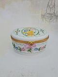 An exquisite hand painted French porcelain trinket pot