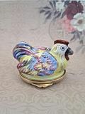 Intriguing French porcelain trinket pot in shape of a Chicken