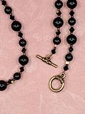 Necklace Strand Of Black Obsidian Highlighted With Austrian Crystal 60cm