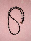 Necklace Strand Of Black Obsidian Highlighted With Austrian Crystal 60cm