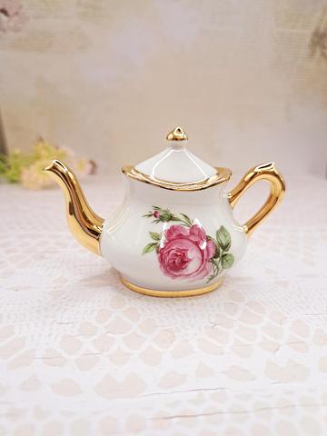 Pretty Vintage Limoges Porcelain Miniature Teapot