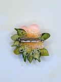 Hand Crafted 1960's Vintage Floral Brooch Made From Tiny Seashells