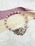 Rose Quartz "Pink Aura" Bracelet Flower Clasp