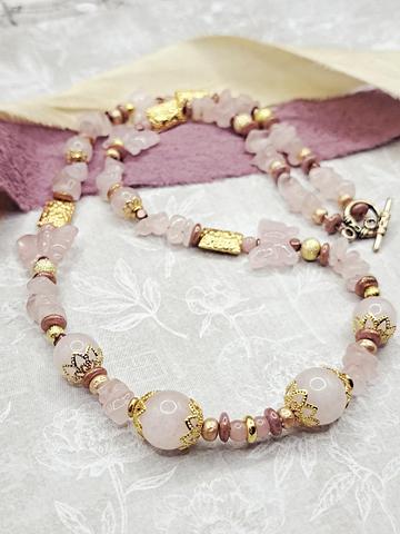 Rose Quartz "Pink Aura" Butterfly Necklace