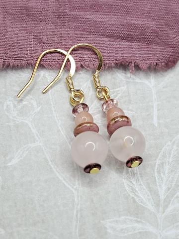 Pretty Rose Quartz "Pink Aura" Earrings