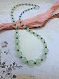 Beautiful Milky Green Faceted Czech Crystal Necklace