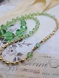 Beautiful Green & Gold Vintage Restored Czech Crystal Necklace