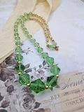 Beautiful Green & Gold Vintage Restored Czech Crystal Necklace