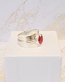 Sterling Silver Wide Band Natural Ruby Ring Size 81/2