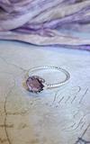 Sterling Silver Checkerboard Cut Oval Amethyst Ring Size 8