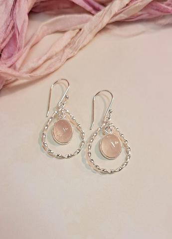 Sterling silver Rose quartz earrings