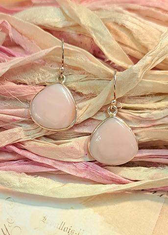 Sterling Silver Pink Opal Earrings