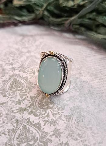 Statement Sterling Silver Chalcedony Ring size 8.5 / Q