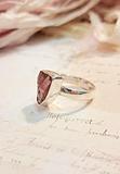 Sterling silver pink tourmaline rough ring size 7 / N