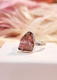 Sterling silver pink tourmaline rough ring size 7 / N